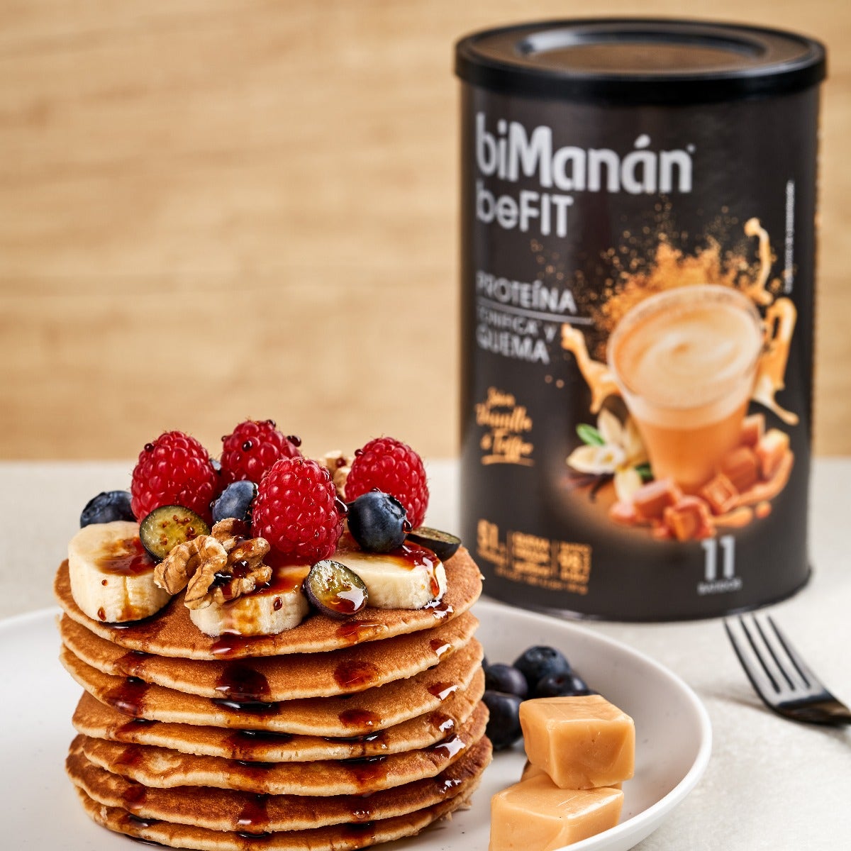 tortitas saludables con batido befit biManán 